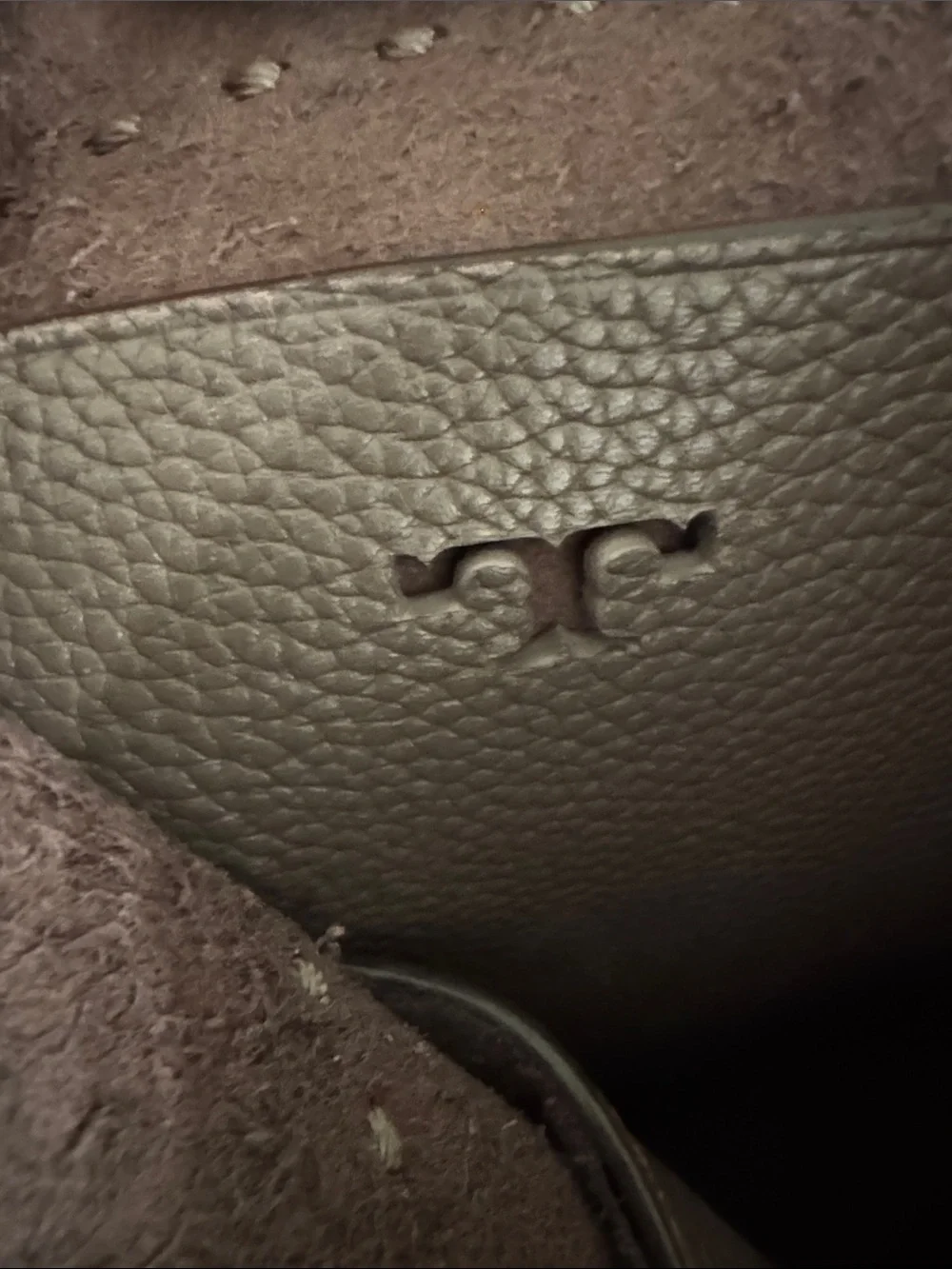 Authentic Tory Burch McGraw Silver Maple Taupe Pebbled Leather Shoulder Bag
